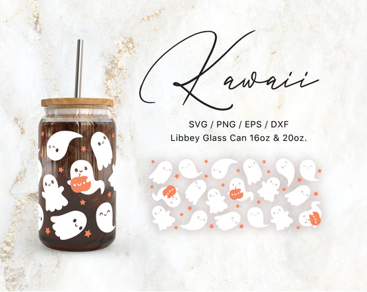 16oz & 20oz Libbey Glass Can Cute Kawaii Ghosts Instant Download