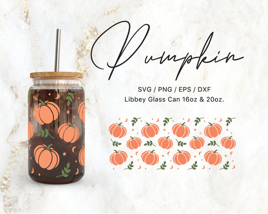 16oz & 20oz Libbey Glass Can Pumpkin & Stars Instant Download