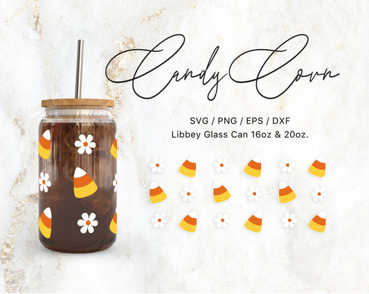 16oz & 20oz Libbey Glass Can Candy Corn Daisy Instant Download