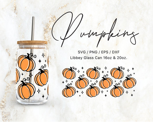 16oz & 20oz Libbey Glass Can Magic Pumpkins Instant Download